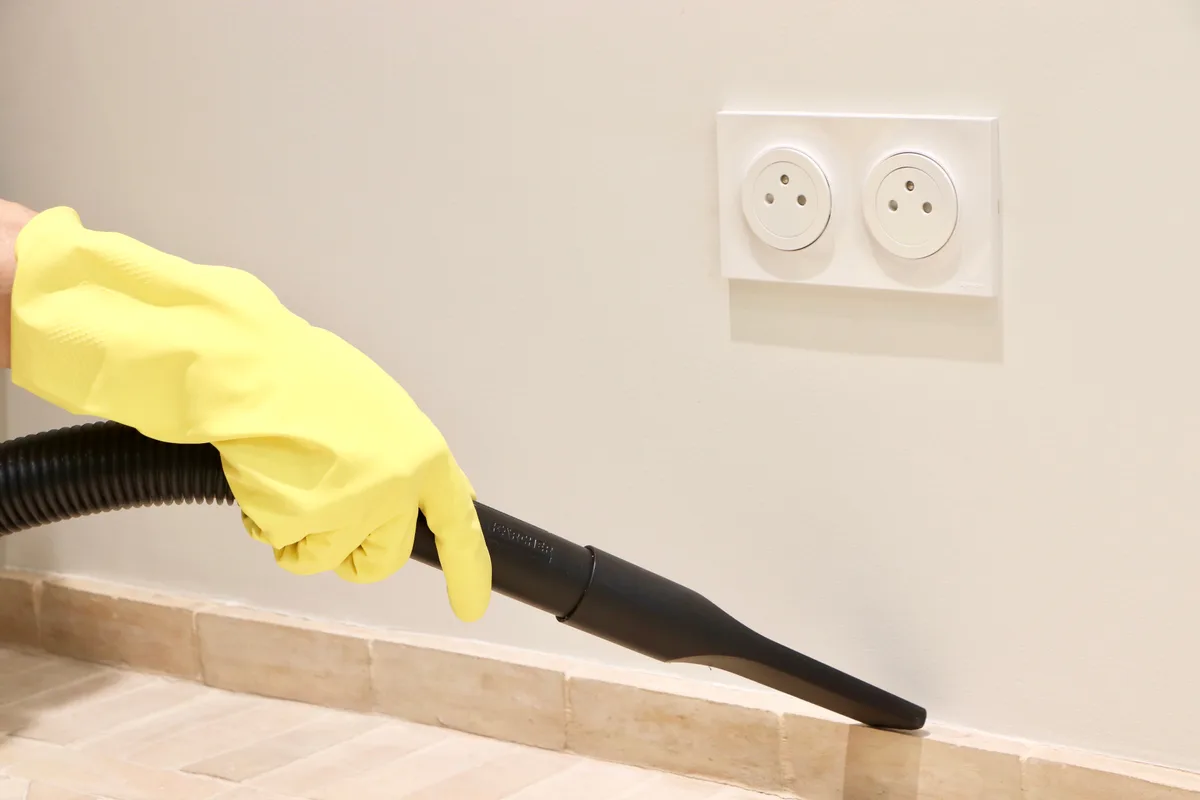 Aspiration minutieuse des plinthes et recoins