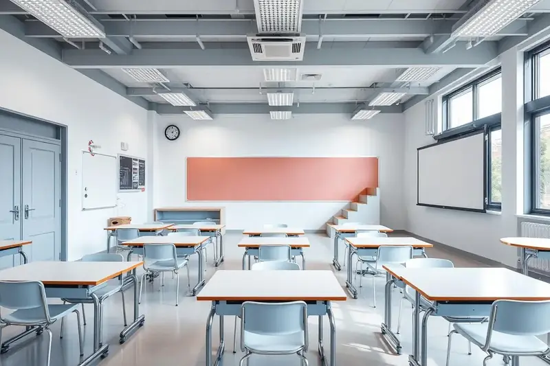 Salle de cours moderne et propre dans un établissement d'enseignement supérieur